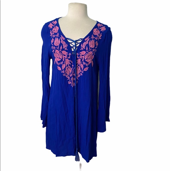 Altar'd State Dresses & Skirts - Altar’d state royal blue embroidered dress sz-med